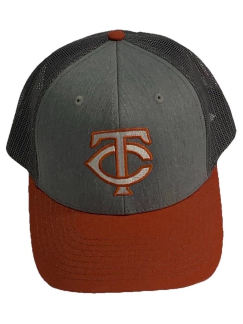 Minnesota Twins Orange and Gray Adult Mesh Trucker SnapBack Hat RARE Game Used?